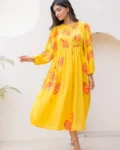 Heavy Kota Checks Digital Printed Long Gown Dress