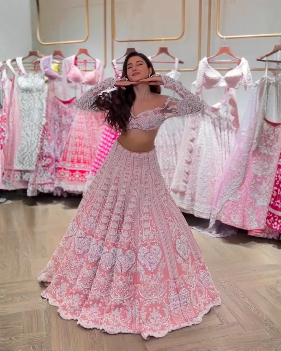 Pastel Slub Silk Lehenga Set with Resham Dori & Rainbow Sequins Work video