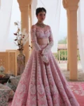 Pastel Slub Silk Lehenga Set with Resham Dori & Rainbow Sequins Work