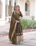 Vichitra Silk Sequins Embroidered Gown with Dupatta Collection 2026