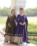 Vichitra Silk Sequins Embroidered Gown with Dupatta Collection 2026