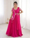 Designer Chinon Lehenga Choli with Embroidery Work Jacket Set