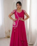 Designer Chinon Lehenga Choli with Embroidery Work Jacket Set