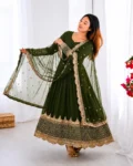 Elegant Embroidered Sequence Designer Anarkali Gown with Dupatta