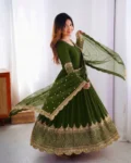 Elegant Embroidered Sequence Designer Anarkali Gown with Dupatta