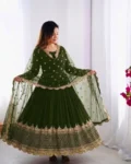 Elegant Embroidered Sequence Designer Anarkali Gown with Dupatta