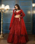 Designer Faux Georgette Embroidered Lehenga Choli with Net Dupatta