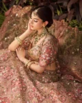 Designer Slub Silk Embroidered Lehenga Choli with Butterfly Net Dupatta