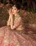 Designer Slub Silk Embroidered Lehenga Choli with Butterfly Net Dupatta