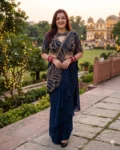 Elegant Indo-Western Dhoti Drape Saree with Embroidered Blouse