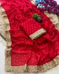 Ultra Soft Moss Fendy Chiffon Saree with Silver Jhari Weaving Butti