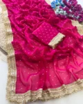 Ultra Soft Moss Fendy Chiffon Saree with Silver Jhari Weaving Butti