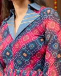 Women's Navratri 2026 Printed Faux Georgette Kediya with Embroidered Denim Jeans