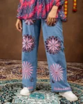 Women's Navratri 2026 Printed Faux Georgette Kediya with Embroidered Denim Jeans
