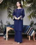 Women's Premium Cotton Aari Work Kurta Palazzo Set