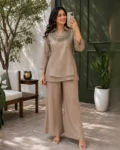 Women's Gold Crush Kurti, Koti & Palazzo Set