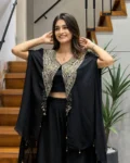 Women's Star Georgette Indo-Western Jacket, Blouse & Palazzo Set