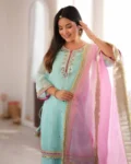 Women's Premium Organza Silk Sharara Suit Set with Sequins, Multi Zari Embroidery & Gota Patti Dupatta