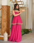 Women's Heavy Faux Georgette Bandhej Print Kediya Palazzo & Dupatta Set