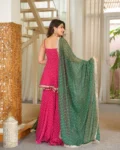 Women's Heavy Faux Georgette Bandhej Print Kediya Palazzo & Dupatta Set