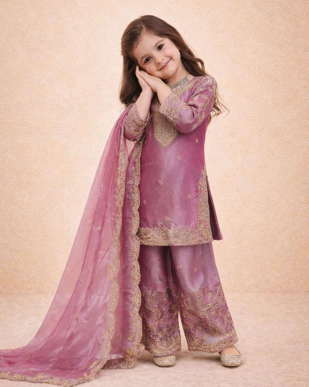 Ramzan & Eid Special Pure GMY Silk Girls’ Designer Sharara Set