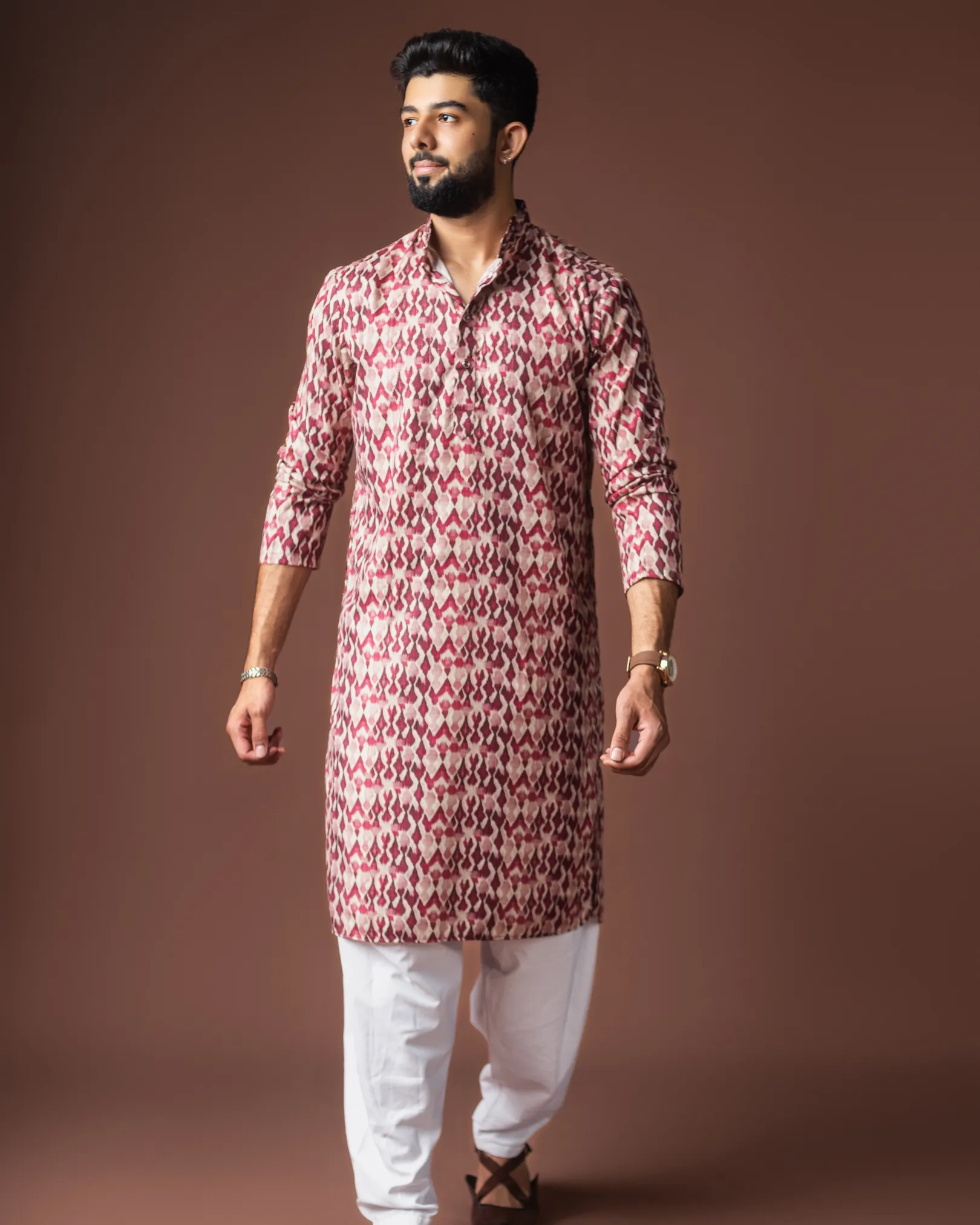 Premium Men’s Festive Wear Blended Linen Kurta with Cotton Bottom Set