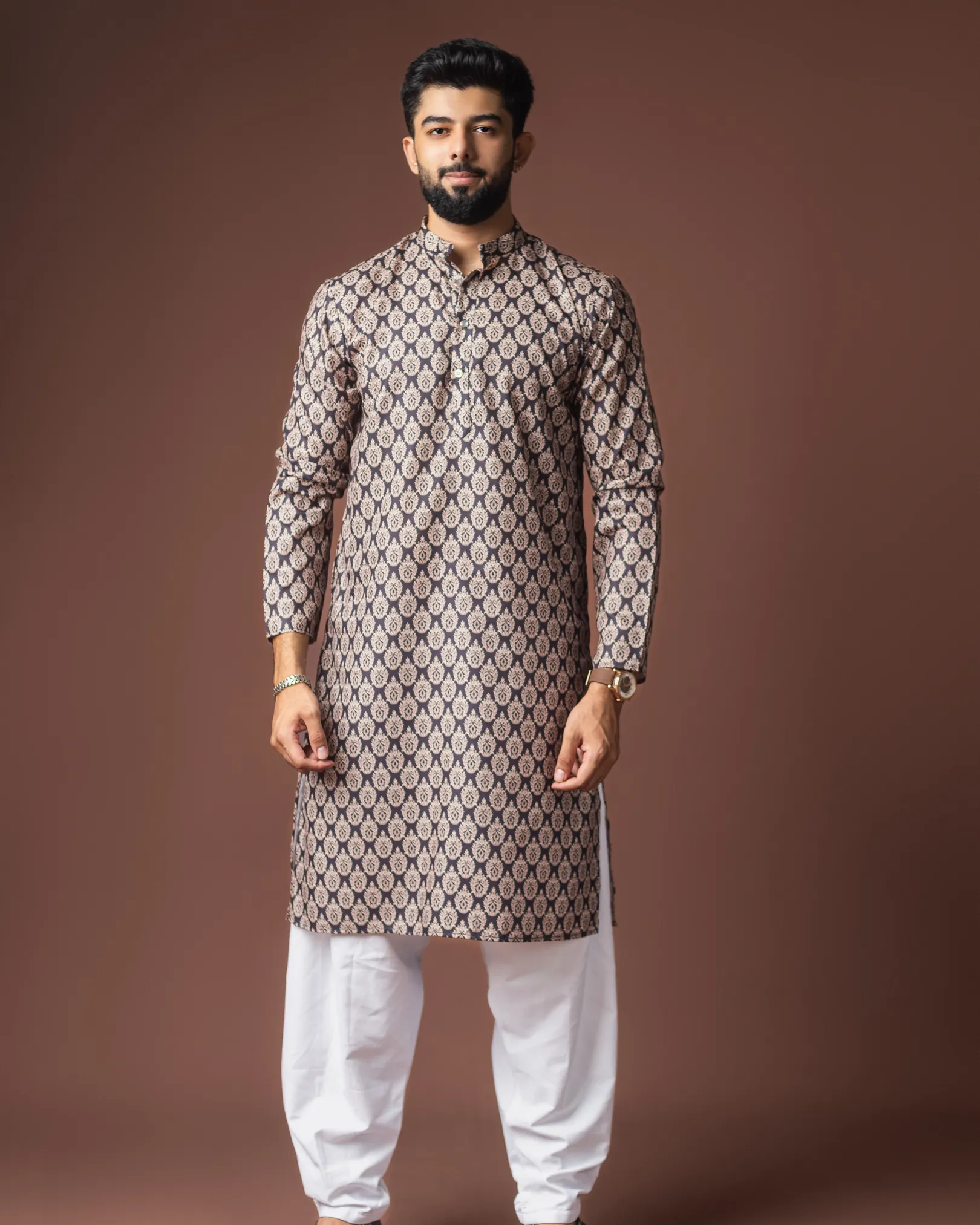 Premium Men’s Festive Wear Blended Linen Kurta with Cotton Bottom Set