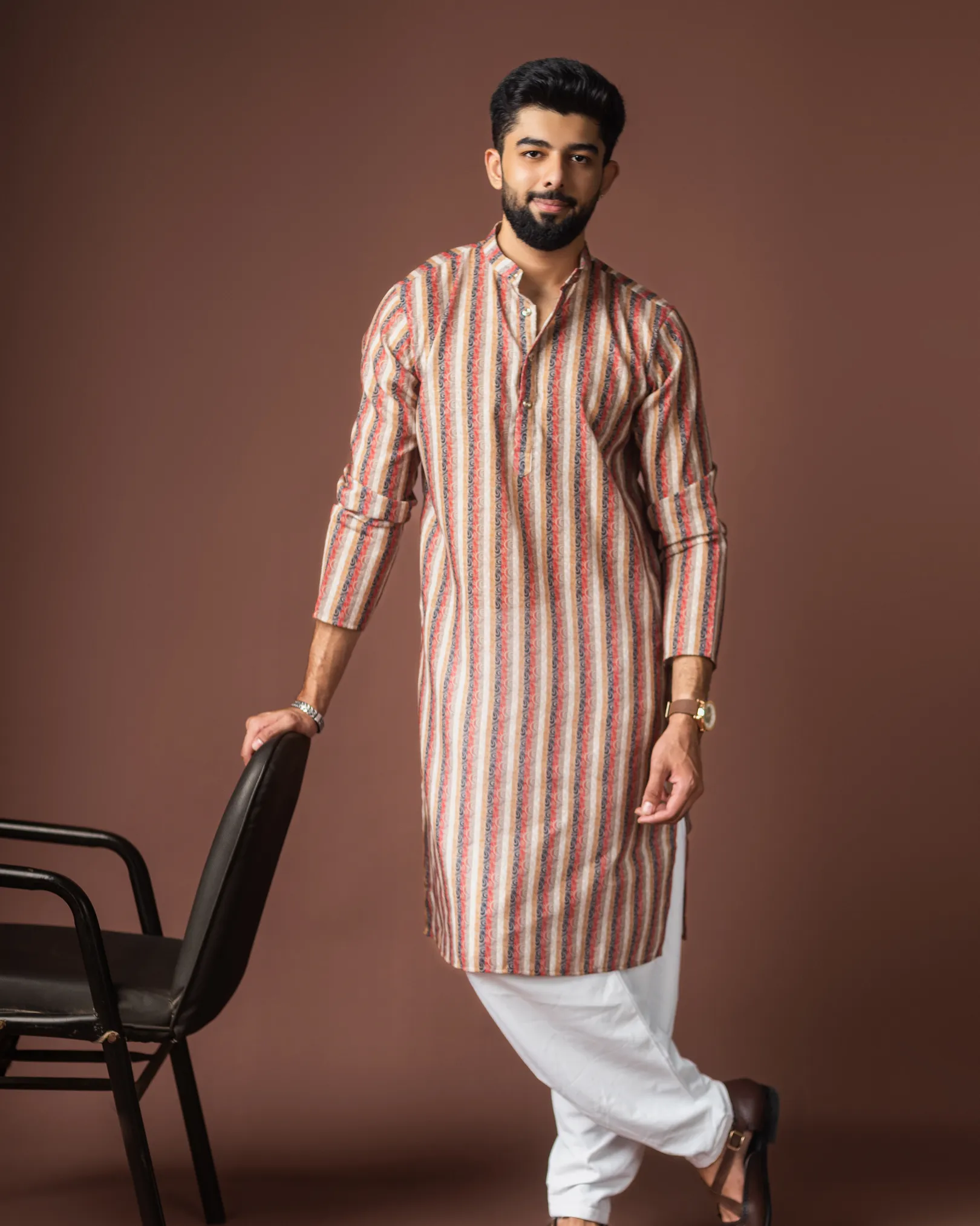 Premium Men’s Festive Wear Blended Linen Kurta with Cotton Bottom Set
