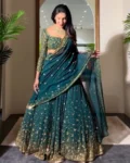 Latest Designer Premium Georgette Embroidered Sequins Lehenga with Heavy Cancan & Dupatta