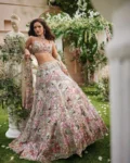 Garden of Elegance Faux Georgette Lehenga Set with Thread, Sequins & Zari Work