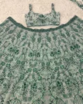 Pastel Green Georgette Lehenga Set with Rainbow Sequins, Dori & Thread Work