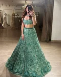 Pastel Green Georgette Lehenga Set with Rainbow Sequins, Dori & Thread Work