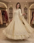 Festival Special Georgette Gown Lehenga & Dupatta Set with Sequins Embroidery & Real Mirror Work