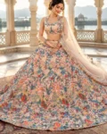 Trending Butterfly Soft Net Lehenga with Multicolor Thread Embroidery, Heavy Cancan & Canvas