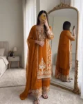 Designer Faux Georgette Top Palazzo & Dupatta Set with Heavy Embroidery Sequins Work