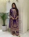 Designer Faux Georgette Top Palazzo & Dupatta Set with Heavy Embroidery Sequins Work