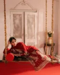 Designer Roman Silk Top Palazzo Set with Thread, Sequin & Rivet Moti Work