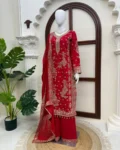 Designer Roman Silk Top Palazzo Set with Thread, Sequin & Rivet Moti Work