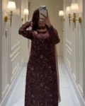 Trending Faux Georgette Kurti Palazzo & Dupatta Set with Embroidery & Sequin Work