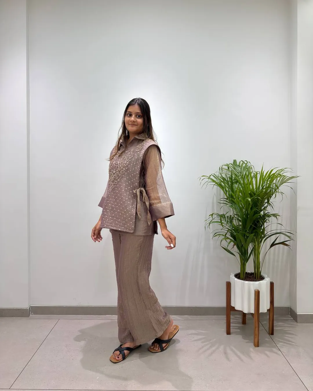 Designer Salsa Silk Shirt, Pant & Hand-Embroidered Shrug Set video