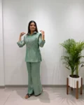 Designer Salsa Silk Shirt, Pant & Hand-Embroidered Shrug Set