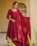 New Designer Heavy Roman Silk Anarkali Suit Set