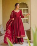 New Designer Heavy Roman Silk Anarkali Suit Set