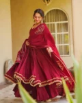 New Designer Heavy Roman Silk Anarkali Suit Set
