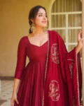 New Designer Heavy Roman Silk Anarkali Suit Set