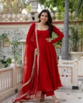 Designer Faux Georgette 7 Meter Flare Anarkali Set