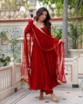 Designer Faux Georgette 7 Meter Flare Anarkali Set