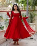 Designer Faux Georgette 7 Meter Flare Anarkali Set