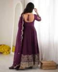 Premium Fendy Silk Embroidered Gown Set
