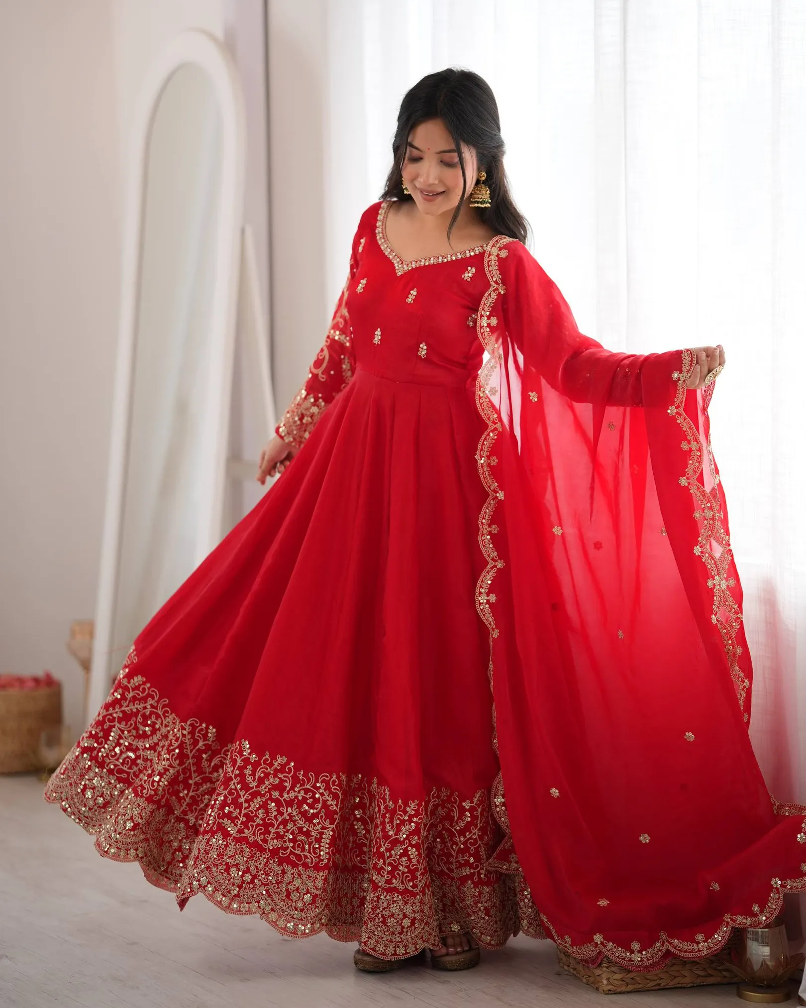 Premium Fendy Silk Embroidered Gown Set video